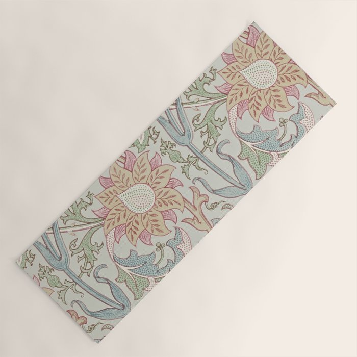 William Morris Vintage Pink and Rose Eggshell Blue Rose Pink Yoga Mat Gallery Image 1