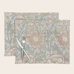 William Morris Vintage Pink and Rose Eggshell Blue Rose Pink Placemat Gallery Image 1