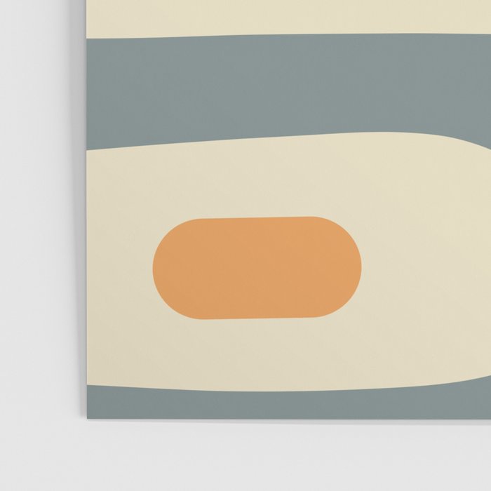 Mid-Century Modern Piquet Minimalist Abstract Pattern in Cream Slate Blue Orange Rust Poster Gallery Image 3