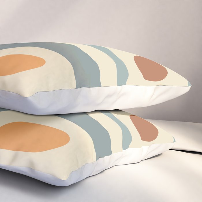 Mid-Century Modern Piquet Minimalist Abstract Pattern in Cream Slate Blue Orange Rust Pillow Sham Gallery Image 3