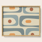 Mid-Century Modern Piquet Minimalist Abstract Pattern in Cream Slate Blue Orange Rust Serving Tray Gallery Image 1