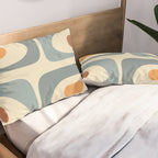Mid-Century Modern Piquet Minimalist Abstract Pattern in Cream Slate Blue Orange Rust Pillow Sham Gallery Image 2