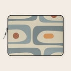 Mid-Century Modern Piquet Minimalist Abstract Pattern in Cream Slate Blue Orange Rust Laptop Sleeve Gallery Image 1