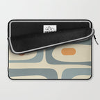 Mid-Century Modern Piquet Minimalist Abstract Pattern in Cream Slate Blue Orange Rust Laptop Sleeve Gallery Image 2