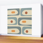 Mid-Century Modern Piquet Minimalist Abstract Pattern in Cream Slate Blue Orange Rust Wall Mural Gallery Image 2