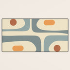 Mid-Century Modern Piquet Minimalist Abstract Pattern in Cream Slate Blue Orange Rust Desk Mat Gallery Image 3