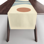Mid-Century Modern Piquet Minimalist Abstract Pattern in Cream Slate Blue Orange Rust Table Runner Gallery Image 1