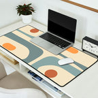 Mid-Century Modern Piquet Minimalist Abstract Pattern in Cream Slate Blue Orange Rust Desk Mat Gallery Image 2