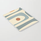 Mid-Century Modern Piquet Minimalist Abstract Pattern in Cream Slate Blue Orange Rust Notebook Gallery Image 3