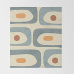 Mid-Century Modern Piquet Minimalist Abstract Pattern in Cream Slate Blue Orange Rust Throw Blanket Gallery Image 2