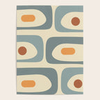 Mid-Century Modern Piquet Minimalist Abstract Pattern in Cream Slate Blue Orange Rust Poster Gallery Image 4