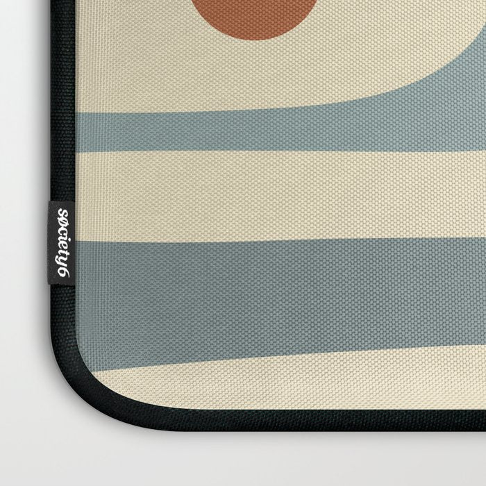 Mid-Century Modern Piquet Minimalist Abstract Pattern in Cream Slate Blue Orange Rust Laptop Sleeve Gallery Image 3
