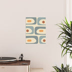 Mid-Century Modern Piquet Minimalist Abstract Pattern in Cream Slate Blue Orange Rust Poster Gallery Image 2