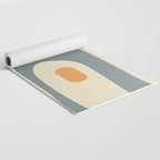 Mid-Century Modern Piquet Minimalist Abstract Pattern in Cream Slate Blue Orange Rust Yoga Mat Gallery Image 2