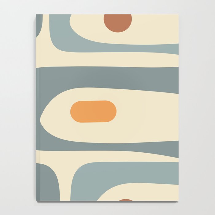 Mid-Century Modern Piquet Minimalist Abstract Pattern in Cream Slate Blue Orange Rust Notebook Gallery Image 4