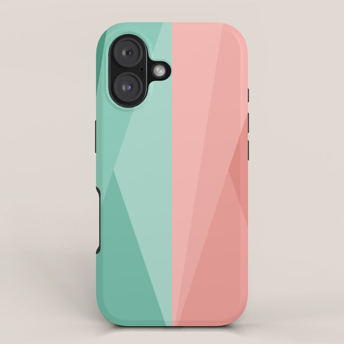 Geometric Triangles VII Pink and Green iPhone Case Gallery Image 1