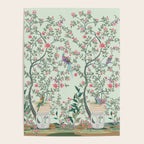 Chinoiserie Mint Green Pastel Fresco Floral Garden Birds Oriental Botanical Poster Gallery Image 4