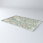 Chinoiserie Mint Green Pastel Fresco Floral Garden Birds Oriental Botanical Rug Gallery Image 3