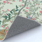 Chinoiserie Mint Green Pastel Fresco Floral Garden Birds Oriental Botanical Rug Gallery Image 4