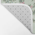 Chinoiserie Mint Green Pastel Fresco Floral Garden Birds Oriental Botanical Bath Mat Gallery Image 2