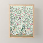 Chinoiserie Mint Green Pastel Fresco Floral Garden Birds Oriental Botanical Mini Art Print Gallery Image 1