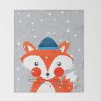 Christmas Fox with fairy lights Throw Blanket Gallery Image 2