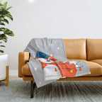 Christmas Fox with fairy lights Throw Blanket Gallery Image 1