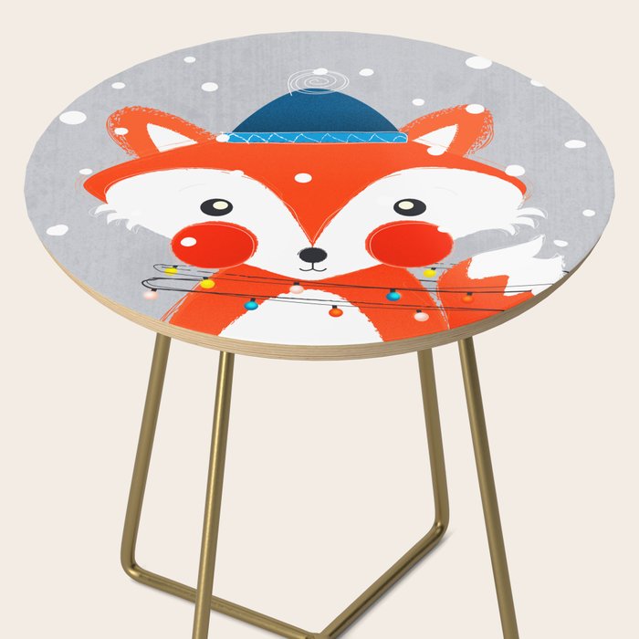 Christmas Fox with fairy lights Side Table Gallery Image 2