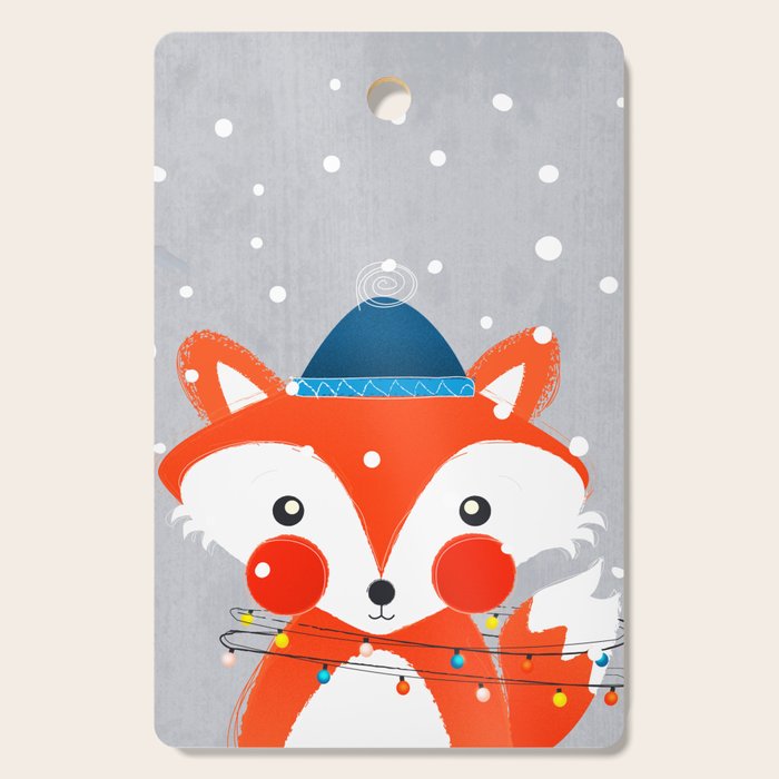 Christmas Fox with fairy lights Cutting Board Gallery Image 1