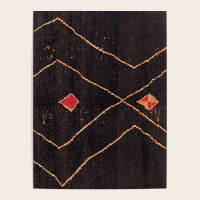 Feiija  Antique South Morocco North African Pile Rug Print Poster Gallery Image 1