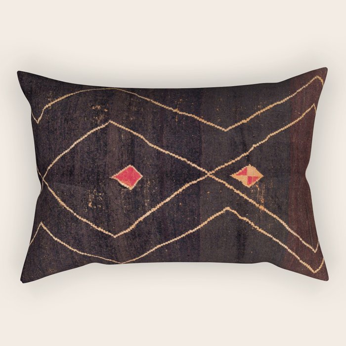 Feiija  Antique South Morocco North African Pile Rug Print Rectangular Pillow Gallery Image 2