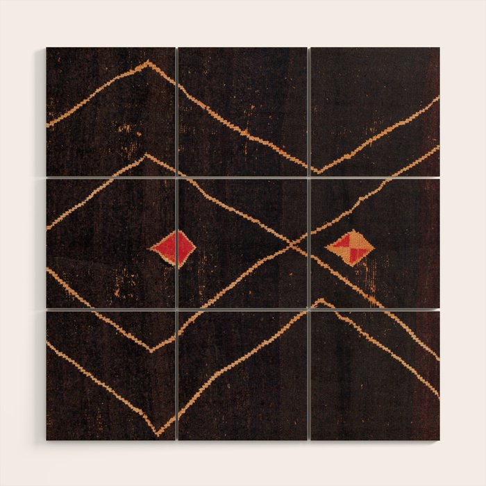 Feiija  Antique South Morocco North African Pile Rug Print Wood Wall Art Gallery Image 1