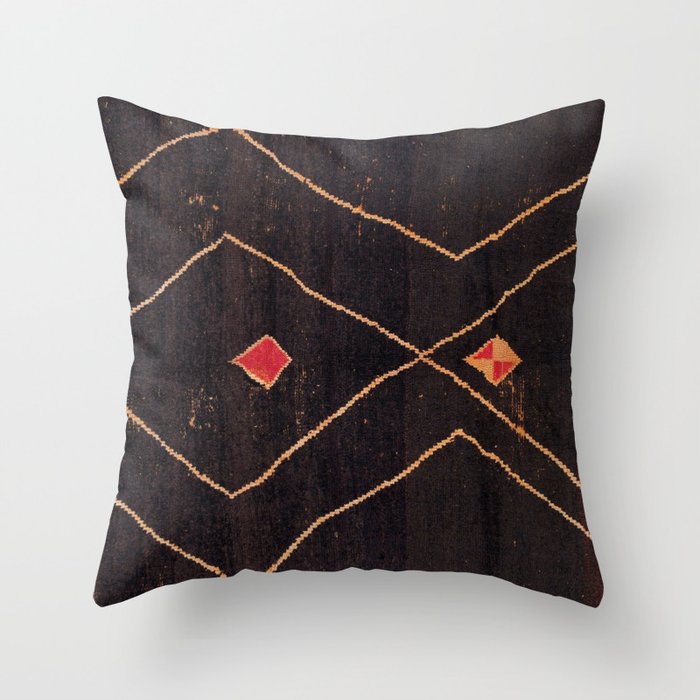 Feiija  Antique South Morocco North African Pile Rug Print Throw Pillow Gallery Image 6