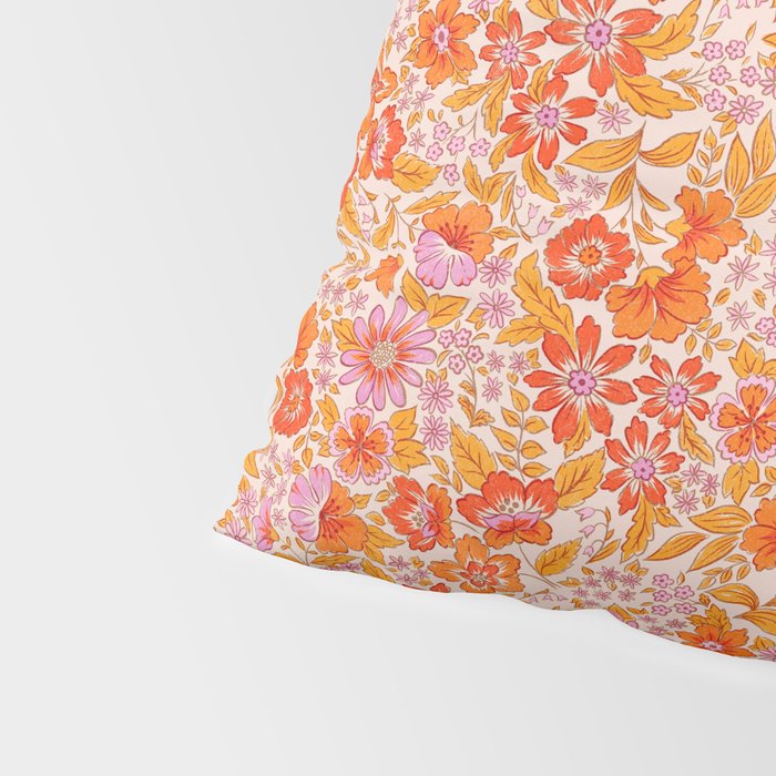Posey - orange and pink Pillow Sham Gallery Image 4