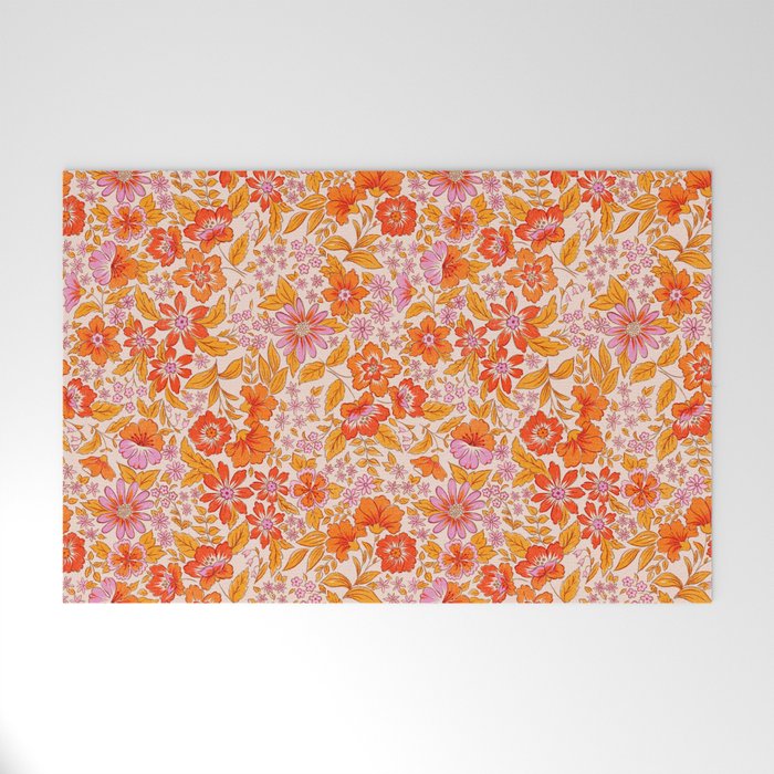 Posey - orange and pink Welcome Mat Gallery Image 1