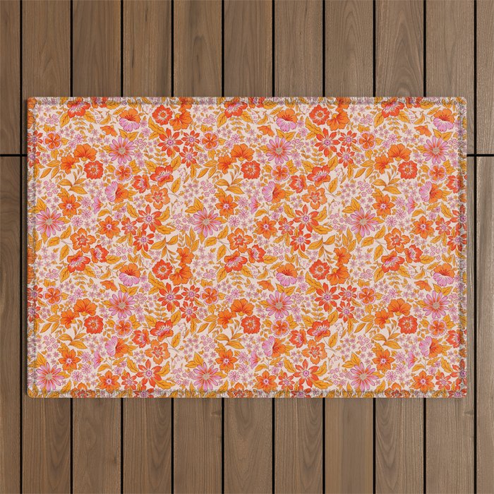 Posey - orange and pink Outdoor Rug Gallery Image 1