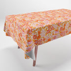 Posey - orange and pink Tablecloth Gallery Image 1