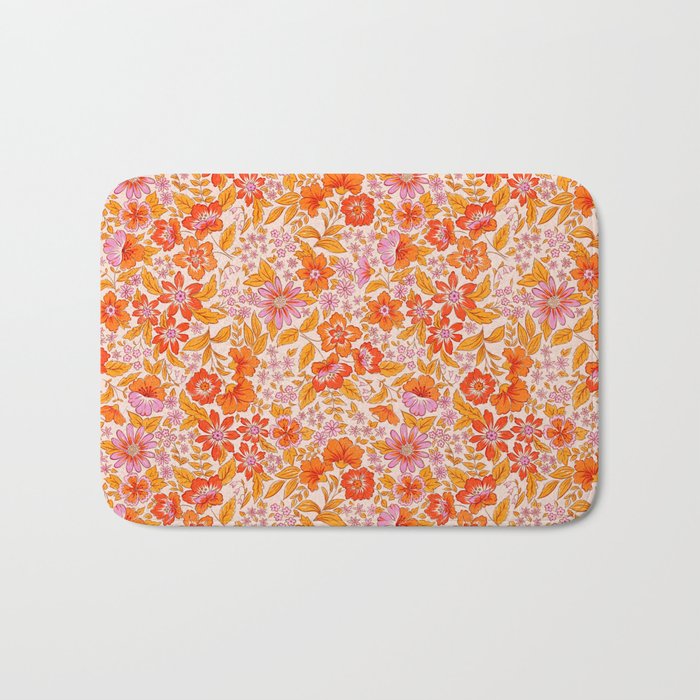 Posey - orange and pink Bath Mat Gallery Image 1