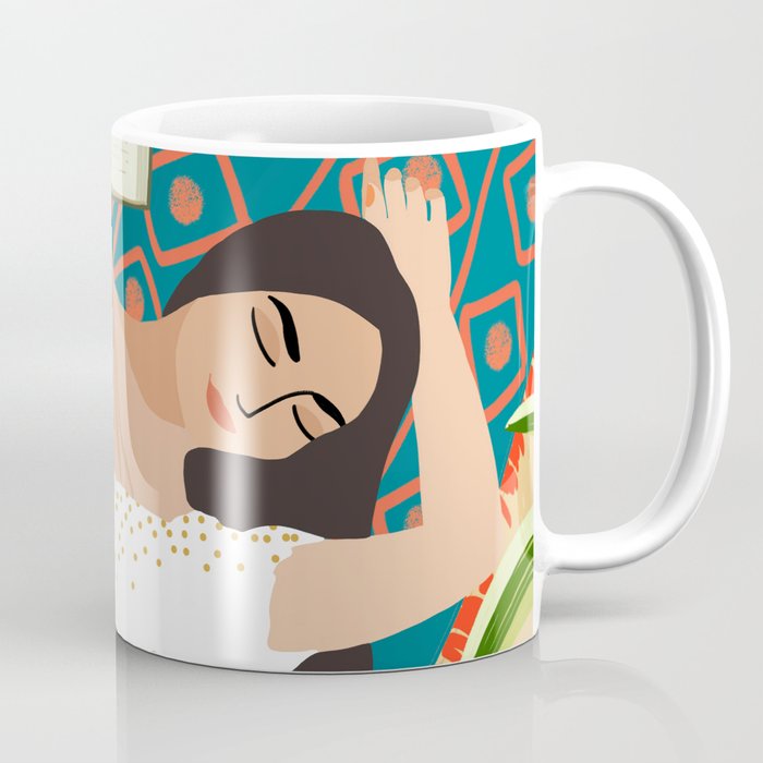 Beach. Read. Sleep. | Boho Woman Sea Beachy Travel | Summer Birds Sand Picnic Ocean Vacation Coffee Mug Gallery Image 1
