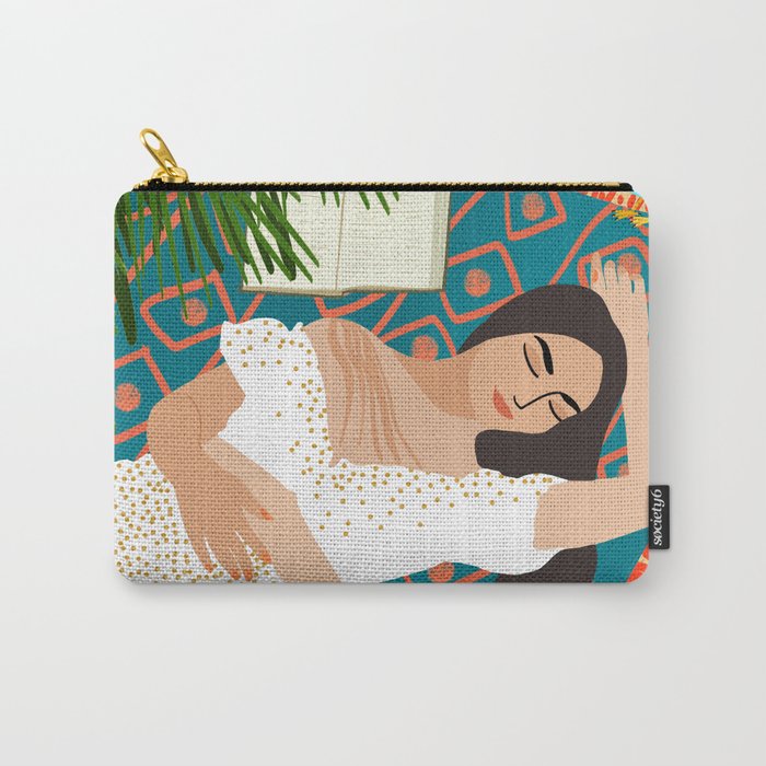 Beach. Read. Sleep. | Boho Woman Sea Beachy Travel | Summer Birds Sand Picnic Ocean Vacation Carry All Pouch Gallery Image 1