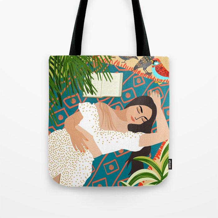 Beach. Read. Sleep. | Boho Woman Sea Beachy Travel | Summer Birds Sand Picnic Ocean Vacation Tote Bag Gallery Image 1