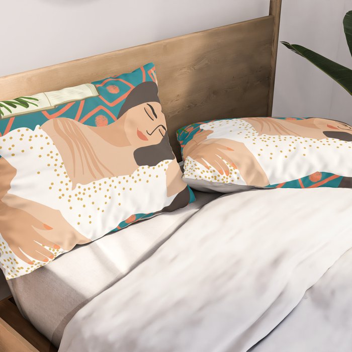 Beach. Read. Sleep. | Boho Woman Sea Beachy Travel | Summer Birds Sand Picnic Ocean Vacation Pillow Sham Gallery Image 2