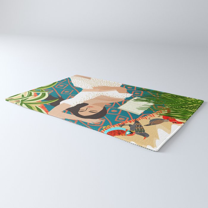 Beach. Read. Sleep. | Boho Woman Sea Beachy Travel | Summer Birds Sand Picnic Ocean Vacation Rug Gallery Image 3