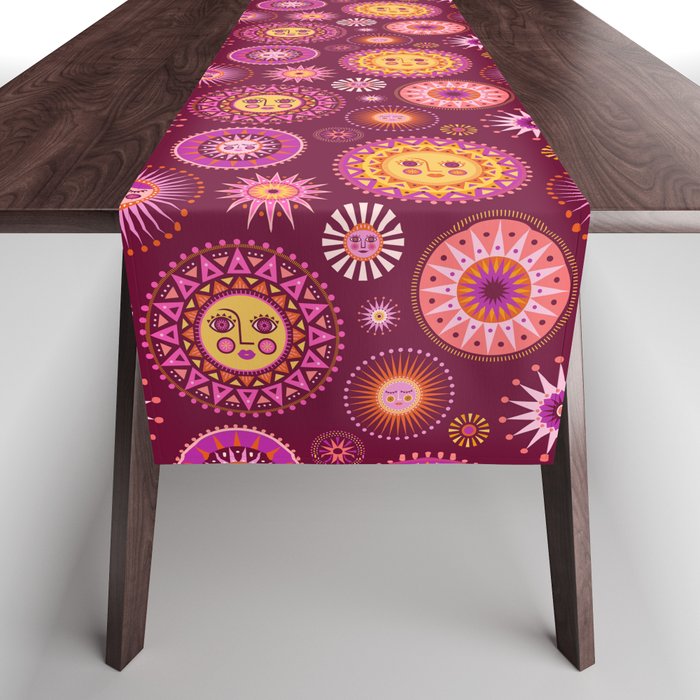 Retro Sun Faces - Pink and Magenta Table Runner Gallery Image 1