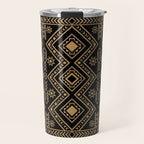 Intricate Gold and Black Tribal Surface Pattern Travel Mug Gallery Image 1