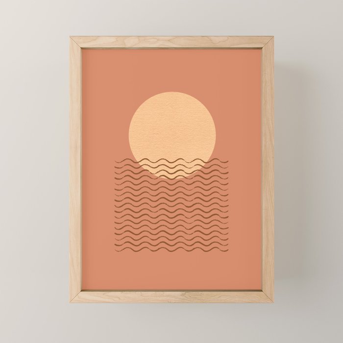 Ocean Wave Terracotta - Mid century modern Mini Art Print Gallery Image 1