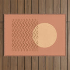 Ocean Wave Terracotta - Mid century modern Outdoor Rug Gallery Image 1