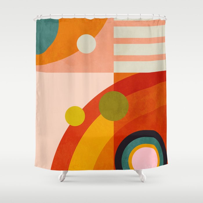 retro minimal geometric 2 Shower Curtain Gallery Image 1