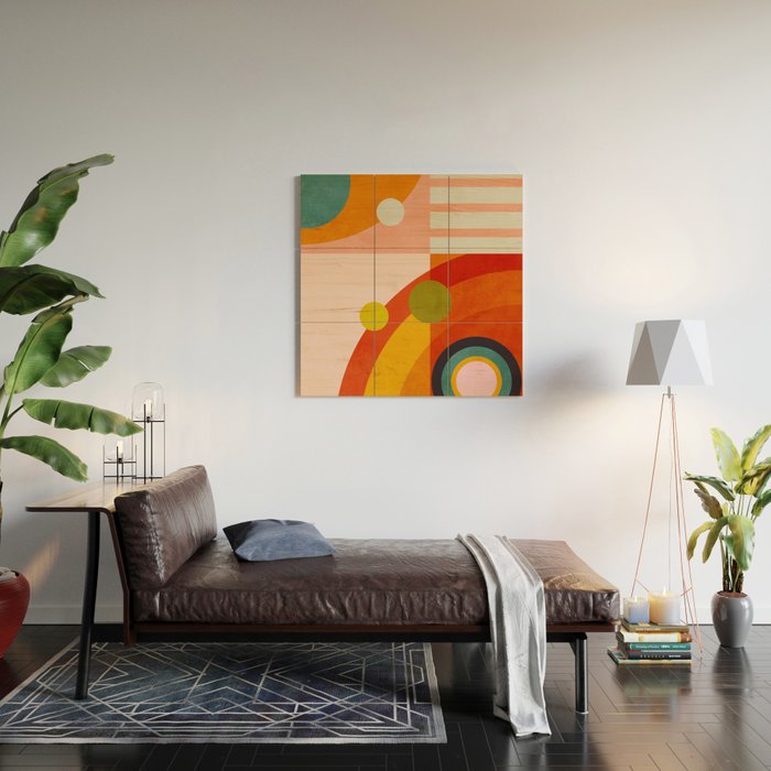 retro minimal geometric 2 Wood Wall Art Gallery Image 2