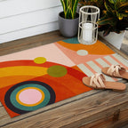 retro minimal geometric 2 Outdoor Rug Gallery Image 2